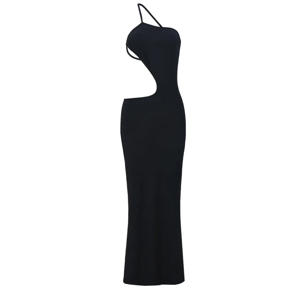 שמלת מקסי בעיצוב גב פתוח ובטן חשופה - הלסי