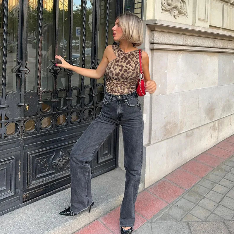 בגד גוף מנומר שיפון בעיצוב מיוחד  - ריילי