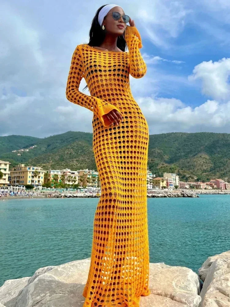 שמלת מקסי חוף רשת  - סול