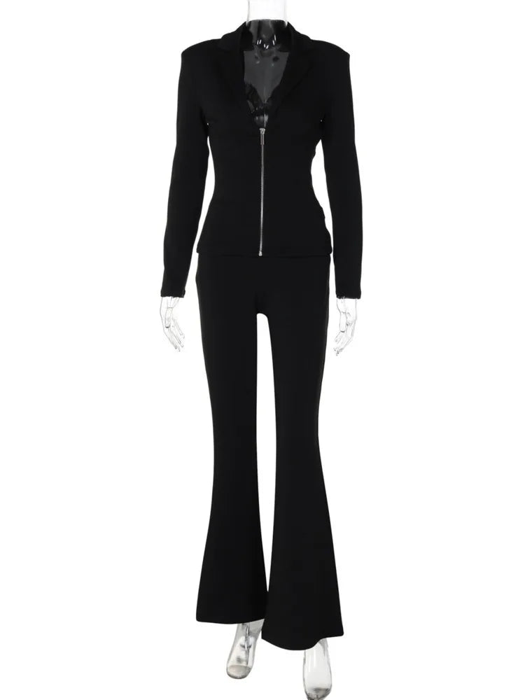 חליפת שני חלקים אלגנטית סגירת רוכסן - לוריין