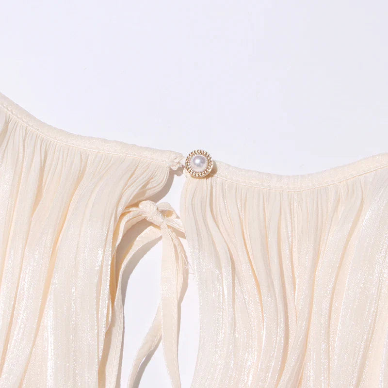 שמלת מיני כיווצים מלמלה בד שיפון מבריק - Lucille