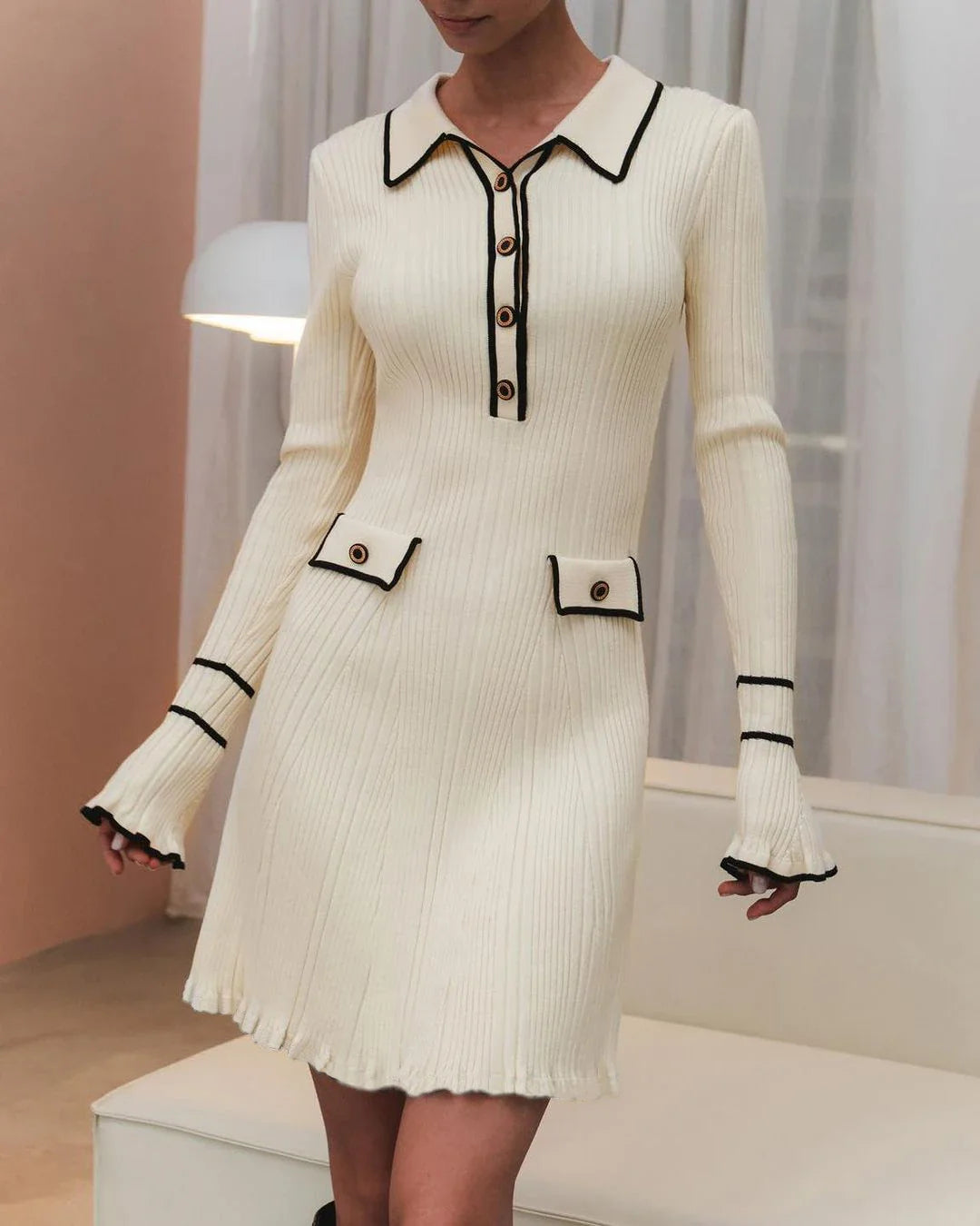 שמלת מקסי / מיני סרוגה בעיצוב אירופאי - Marceline