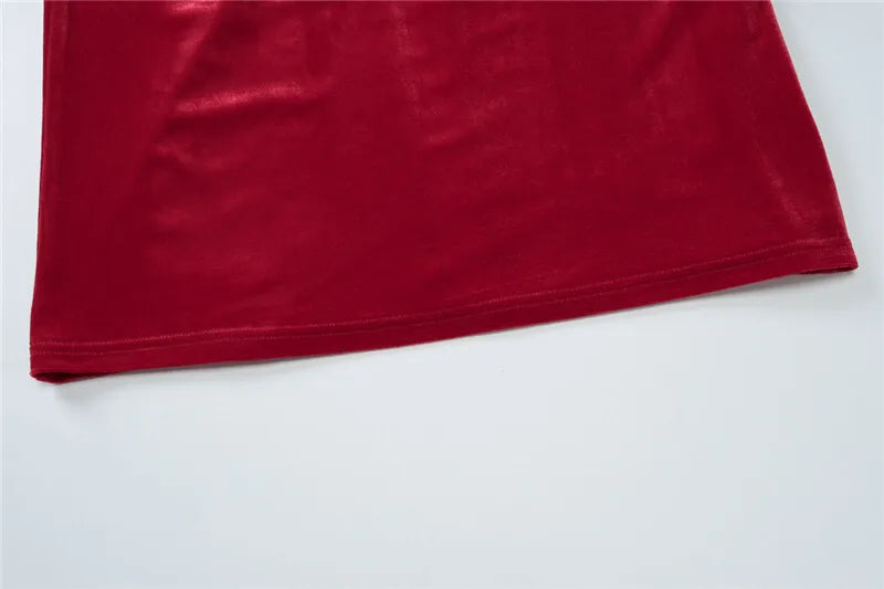 שמלת מקסי קטיפה צווארון נופל גב פתוח - מרלה