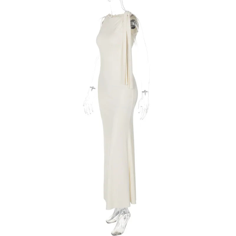 שמלת מקסי אלגנטית קשירה בכתף - יולנדה