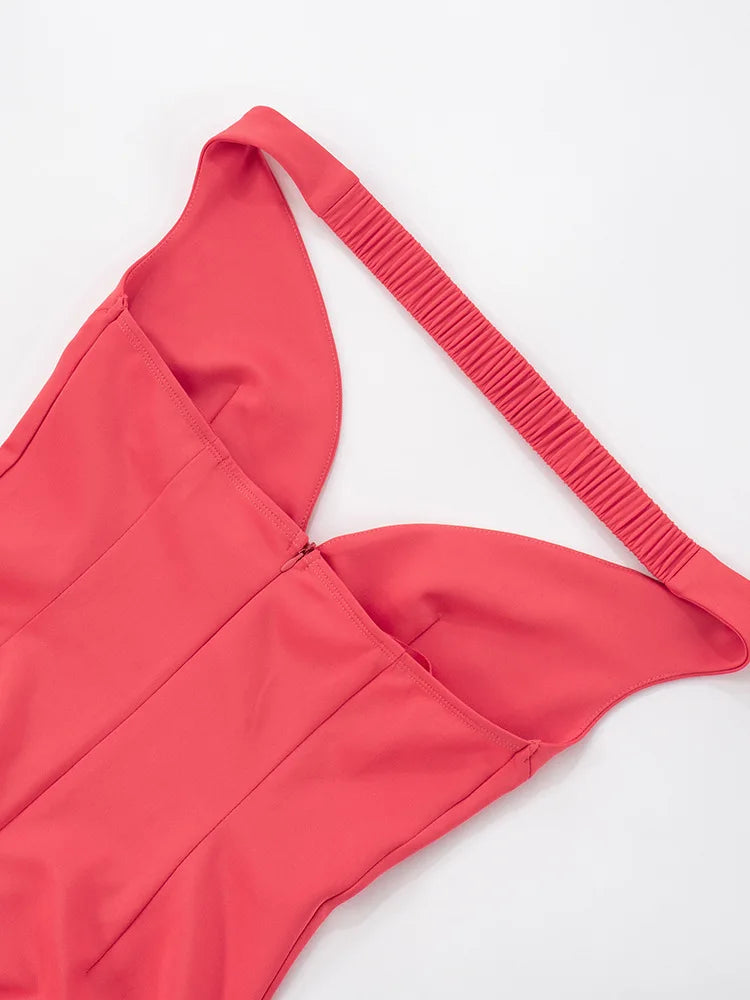 שמלת מקסי כתפיים חשופות בעיטור שסע - לאנה