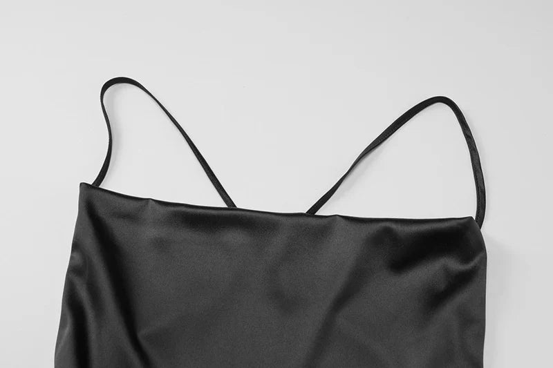 שמלת מקסי סאטן קשירה בגב פתוח - אורין