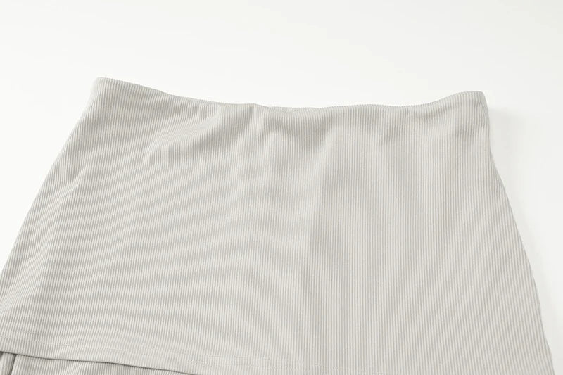 חליפת שני חלקים סרוגה חולצת כתפיים חשופות בגזרה אסימטרית ומכנסיים ארוכים - ROZIE