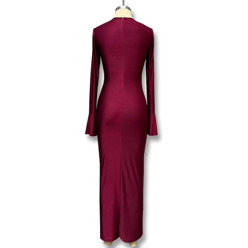 Ruched Shiny Fabric and Shaping Maxi Dress - Anahel
