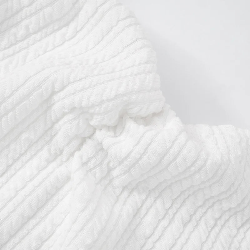 שמלת מיני סטרפלס כיווצים בעיטור מלמלה מדורגת - Kara