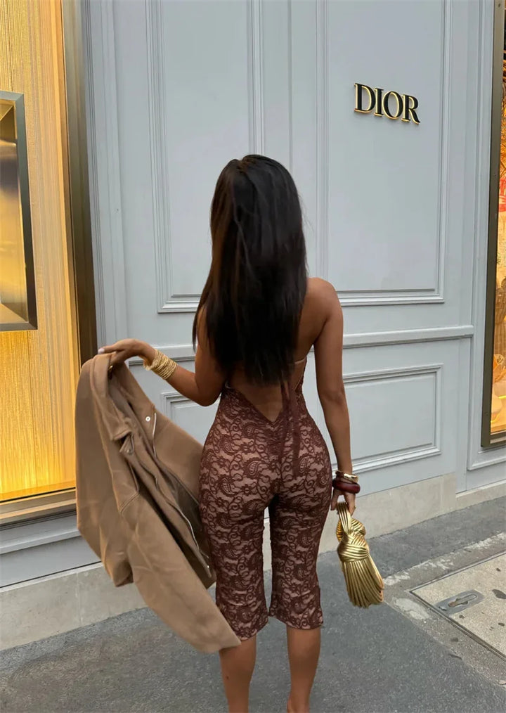 Lace capri jumpsuit - MESH