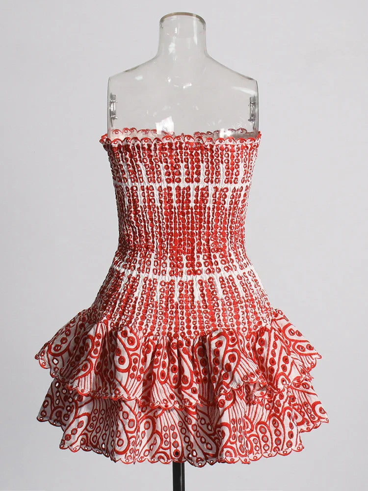 שמלת מיני סטרפלס כיווצים מלמלה - דיאן