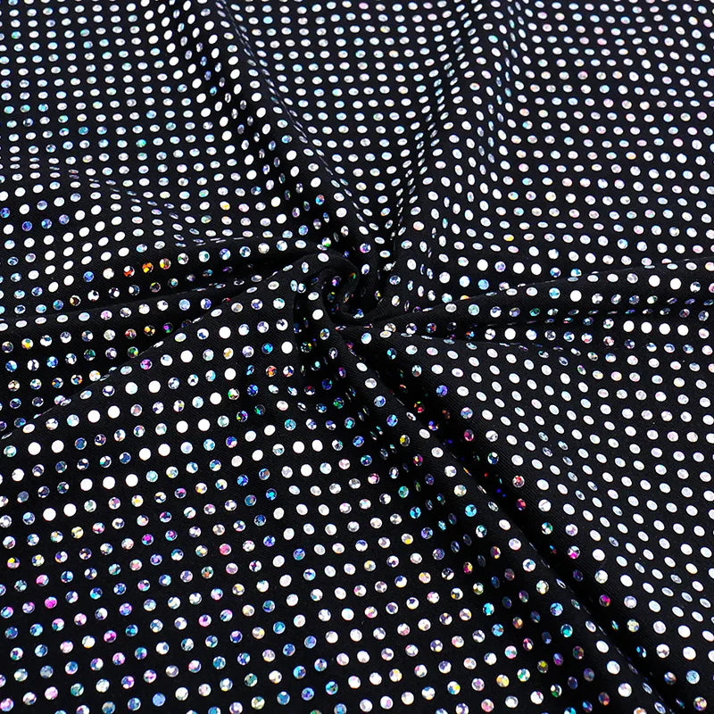 סט שני חלקים חצאית מקסי וטופ בעיטור זרקונים מנצנצים - שייני