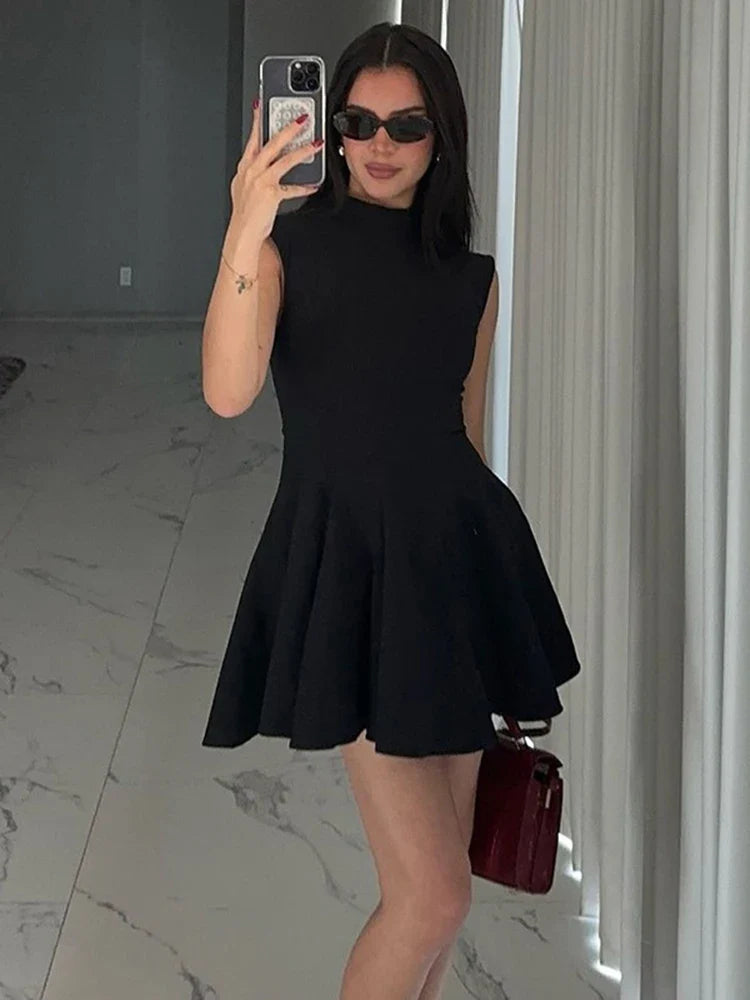 שמלת מיני מלמלה בגזרת A צווארון חצי גולף - ריילי