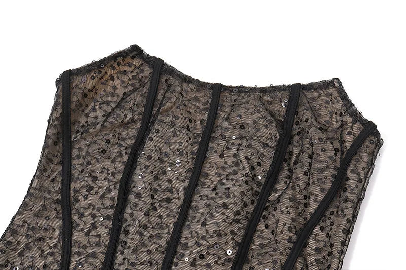 שמלת מיני סטרפלס בעיצוב מחוך בעיטור פייטים - VALENTINA