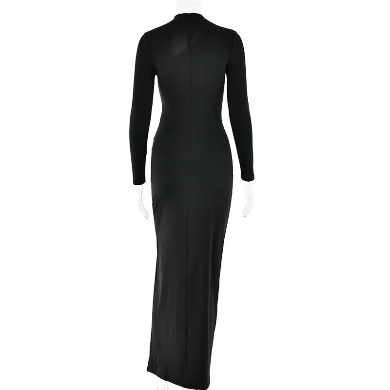 שמלת מקסי בעיצוב רשת ושסע - מירנדה