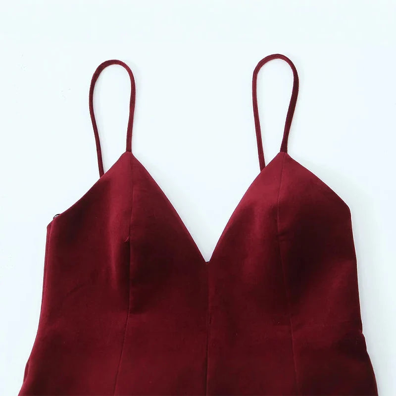 שמלת מיני קטיפה גב פתוח - קלארט