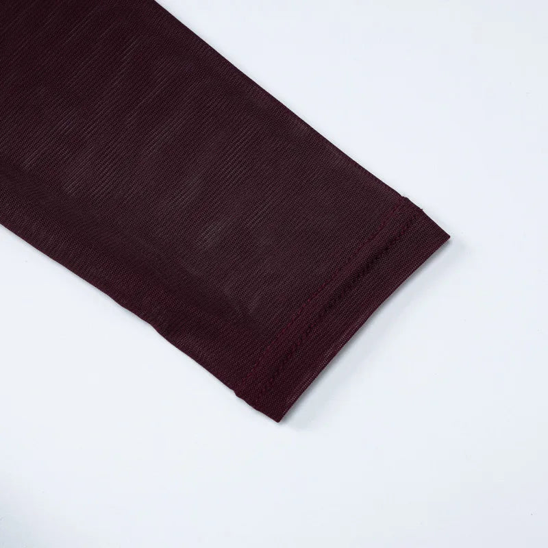 שמלת מיני כיווצים בעיצוב פתחים שרוולי רשת - הגר