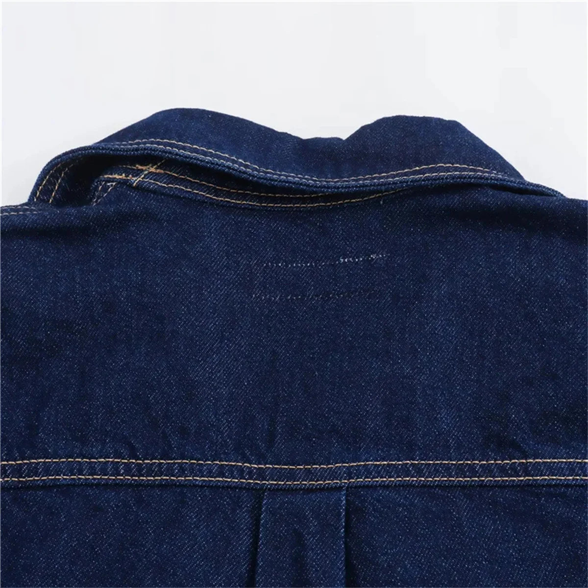 חליפת דנים שני חלקים מכנס חצאית מיני וחולצה בעיטור כיסים - ג'ול