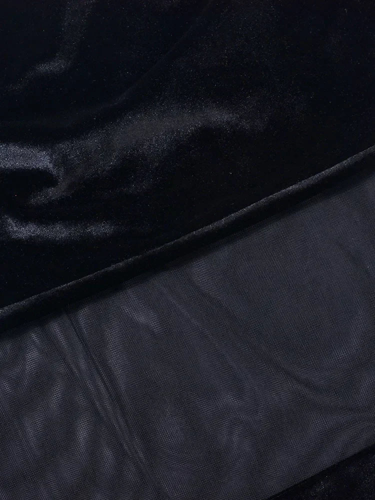 שמלת מיני קטיפה כתפיים חשופות בעיצוב רשת - שריאל