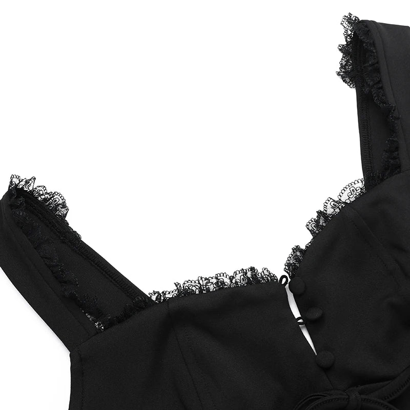 שמלת מיני בגזרת A בעיטור כפתורים וקשירה בחזה - מרום