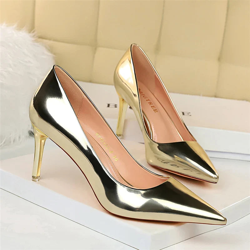Shiny high heel shoes in various heights - Hailey