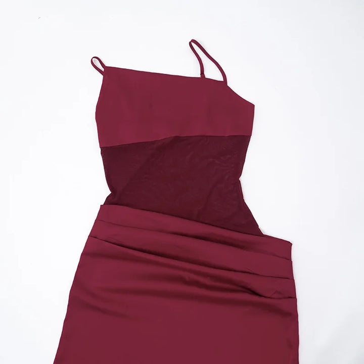Satin Maxi Dress with Mesh Design - Jordan