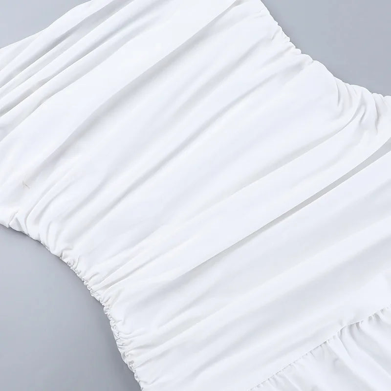 שמלת מקסי כיווצים כתפייה אחת בעיצוב שסע עמוק - אלייז'ה