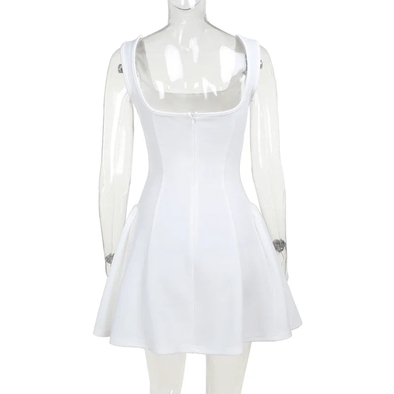 שמלת מיני גזרת A אלגנטית - נעה