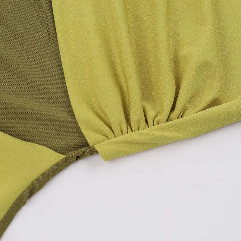 שמלת מקסי בעיצוב קיפולים ורשת - מינה