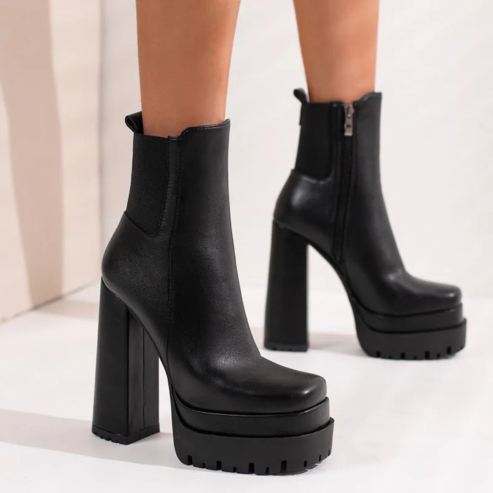 Faux leather platform heel boots - Cher