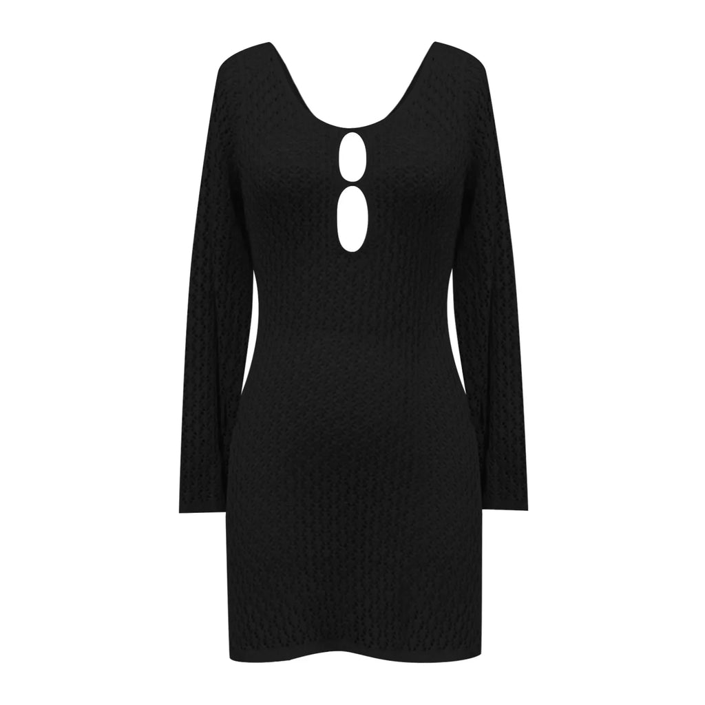 שמלת מיני חוף סרוגה גב פתוח  - Keira