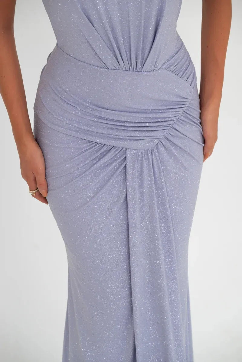 שמלת מקסי נצנצים גולף בעיטור קיפולים - ADELA