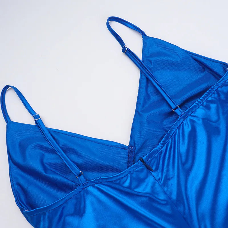 שמלת ערב מקסי סאטן בעיצוב כיווצים ושסע - קריסטי