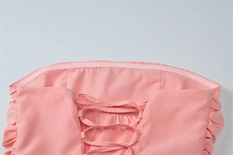 שמלת מקסי סטרפלס בלון בעיצוב שסע - אוקיאנה