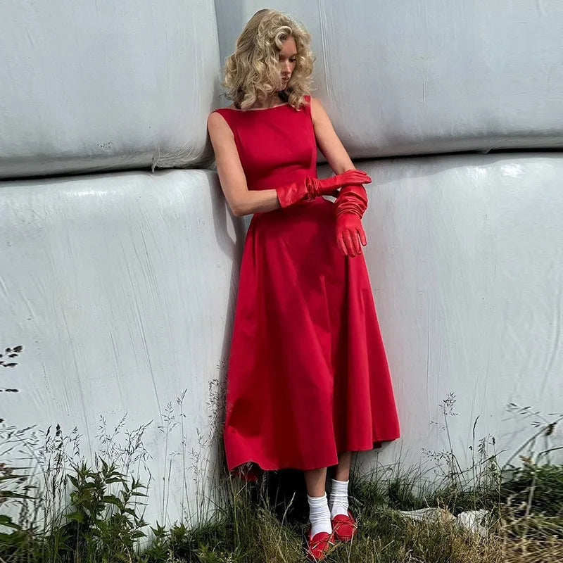 שמלת מידי גב פתוח בגזרת A - היידי