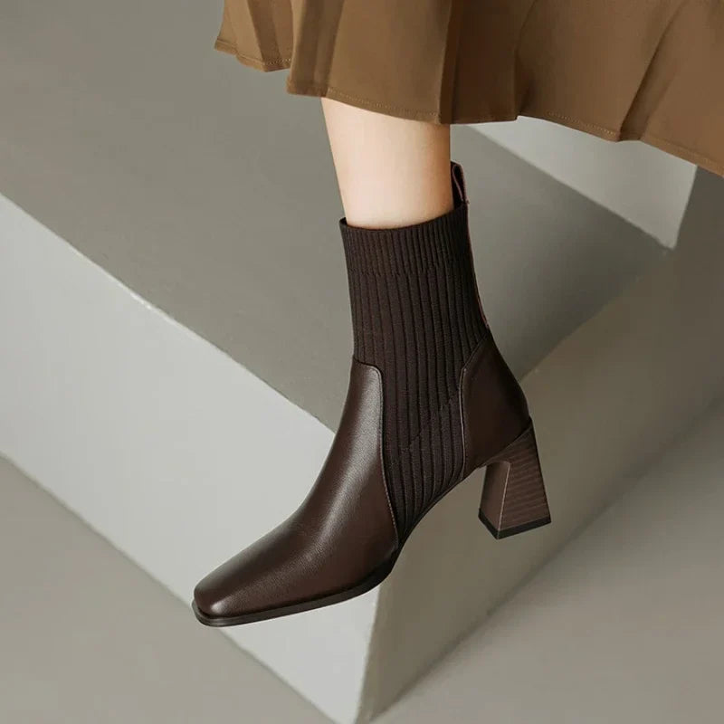 Leatherette boots with high heels - Dahlia