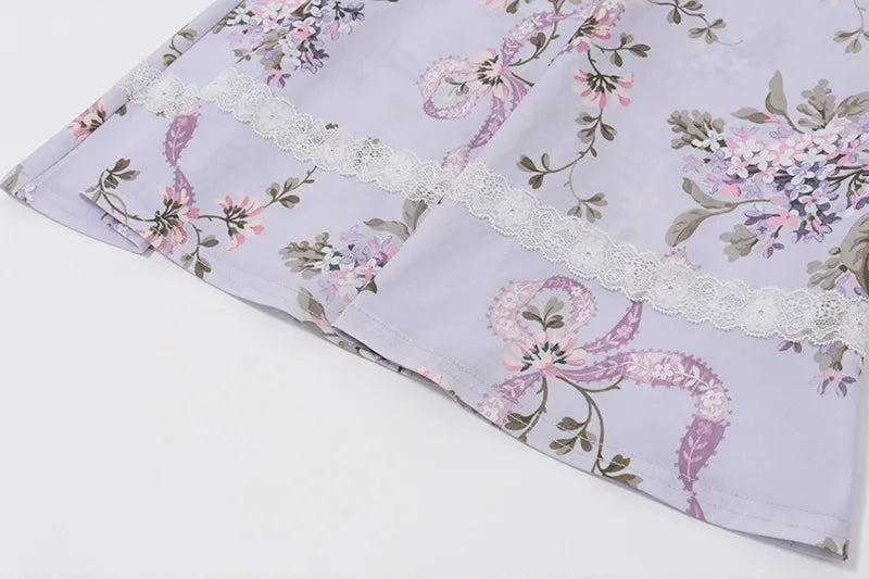 שמלת מיני פרחונית בעיטור תחרה בעיצוב כפרי בגזרת A - חימנה