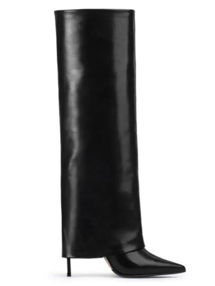 Genuine leather/imitation leather high pointed heel boots - Amaya