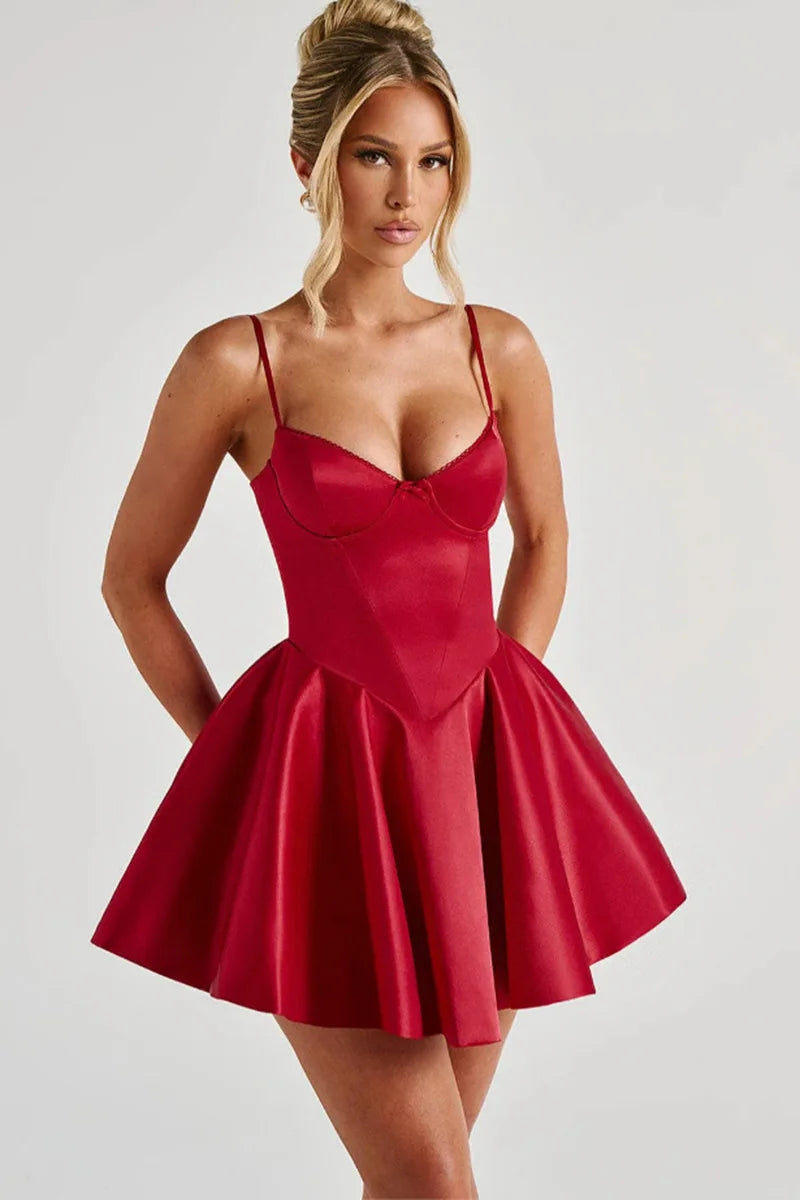 שמלת מיני סאטן בגזרת A - Tiffany