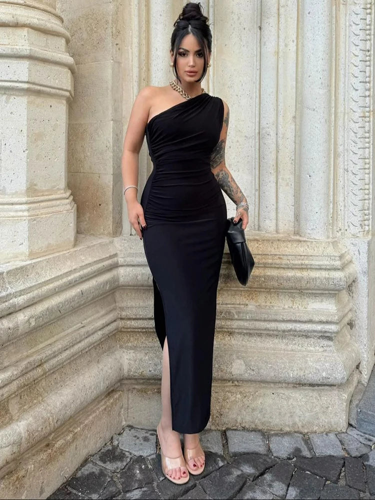 שמלת מקסי כתפייה אחת בעיצוב אסימטרי - RONEL