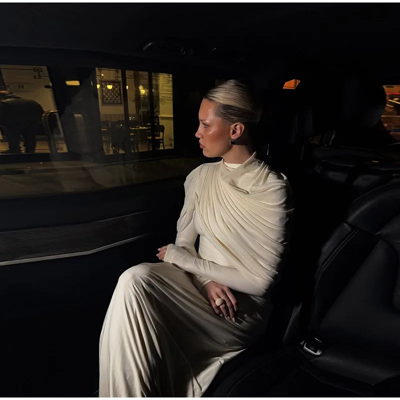 שמלת ערב מקסי בעיצוב קיפולים - רחלי