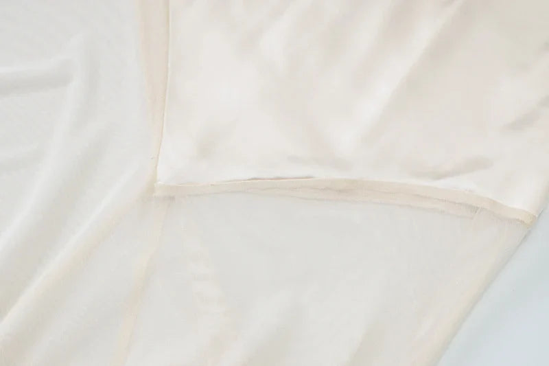 שמלת מקסי סאטן בעיטור שיפון גב פתוח - גרייסי