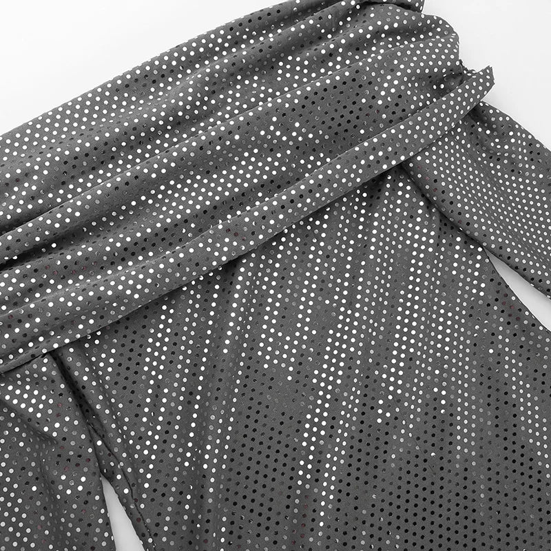 שמלת מקסי כתפיים חשופות בעיטור נקודות מנצנצות - LENA