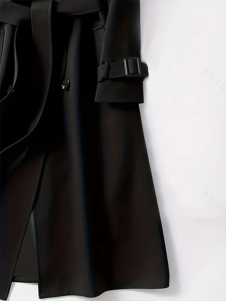 מעיל טרנץ' ארוך בעיטור כפתורים חגורת קשירה - אלן