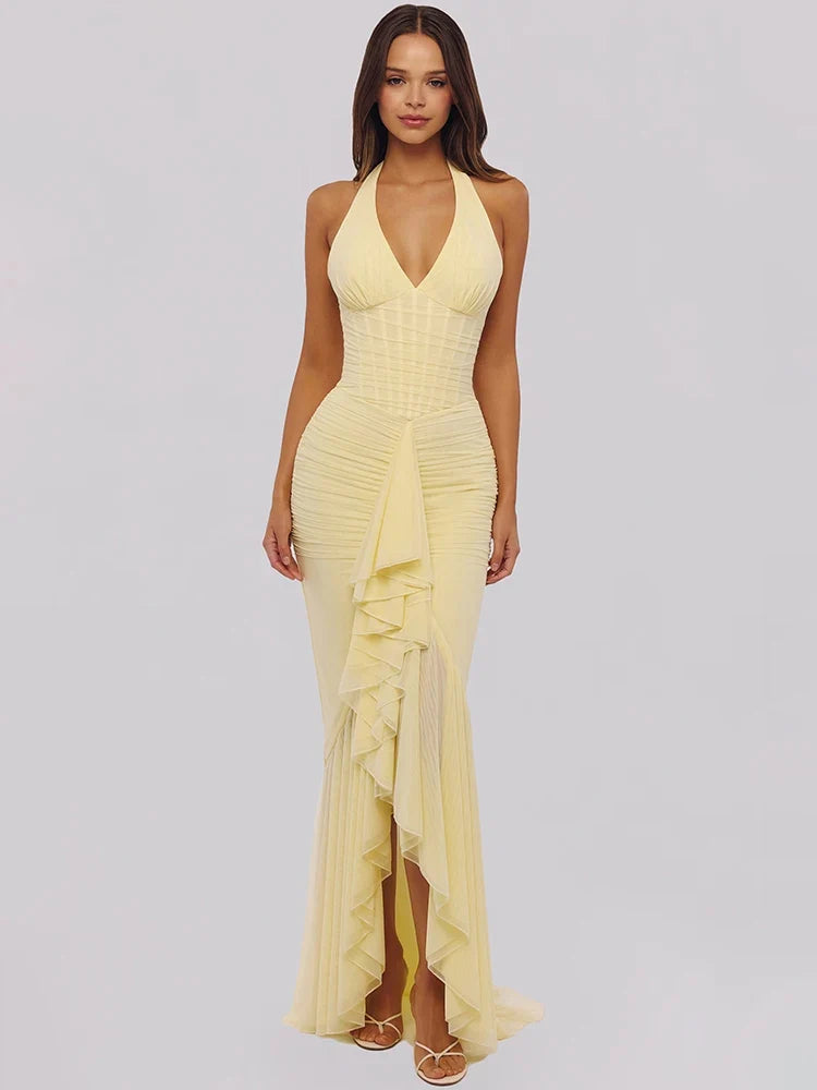 Ruffled chiffon maxi dress - JOYA