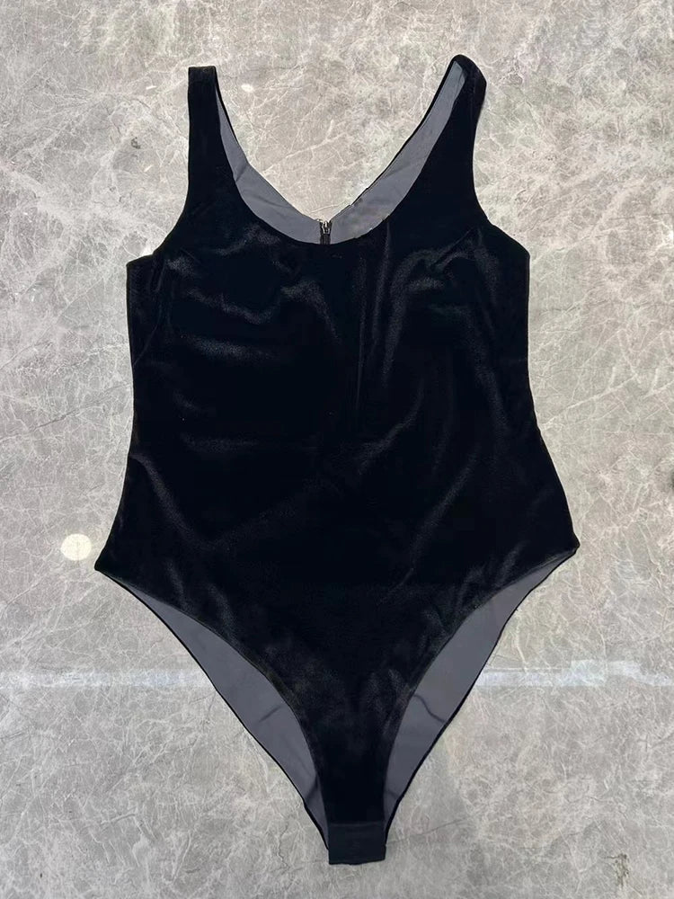 בגד גוף גופיה פייטים / קטיפה - קריס