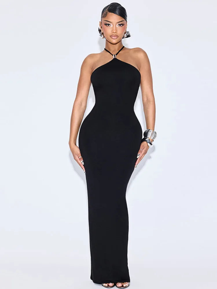 שמלת מקסי קולר גב פתוח בעיטור אבזם - שאנל