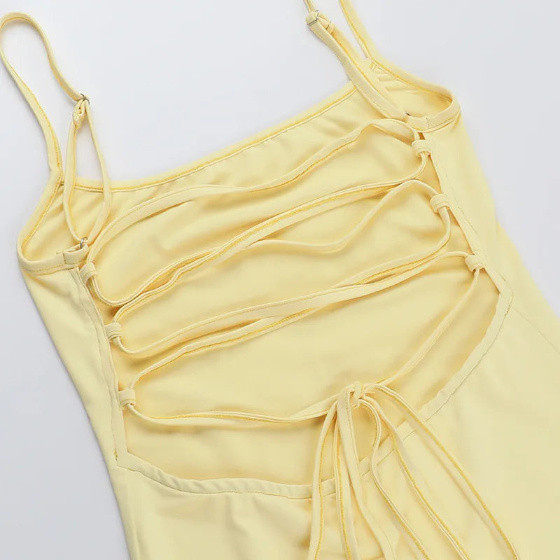 שמלת מקסי צמודה קשירות בגב פתוח - מיילי