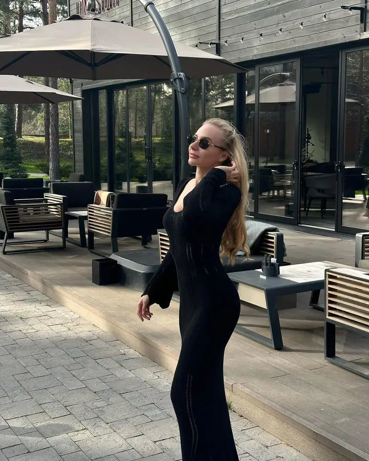 שמלת מקסי סרוגה גב פתוח - Sierra