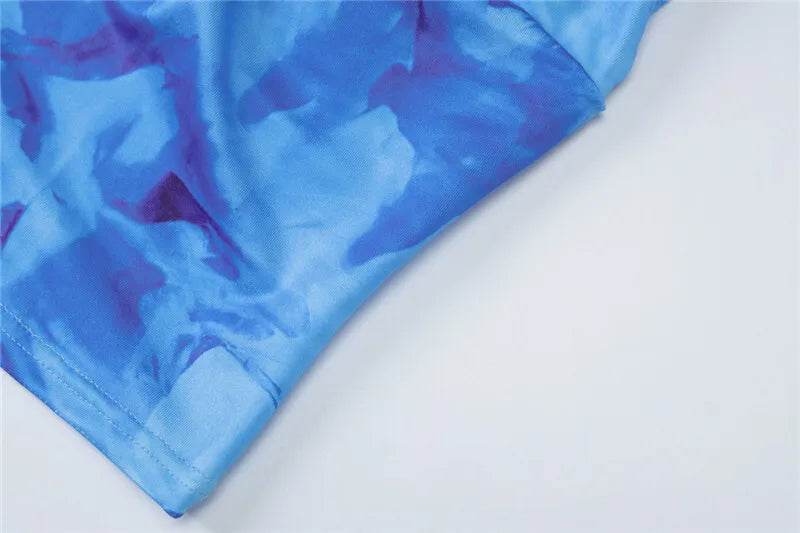 סט שני חלקים חצאית וטופ גופיה בהדפס טאי דאי - רוקסן